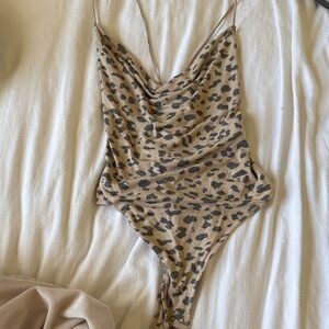 Abercrombie & Fitch Leopard Print Bodysuit - Tan and Black